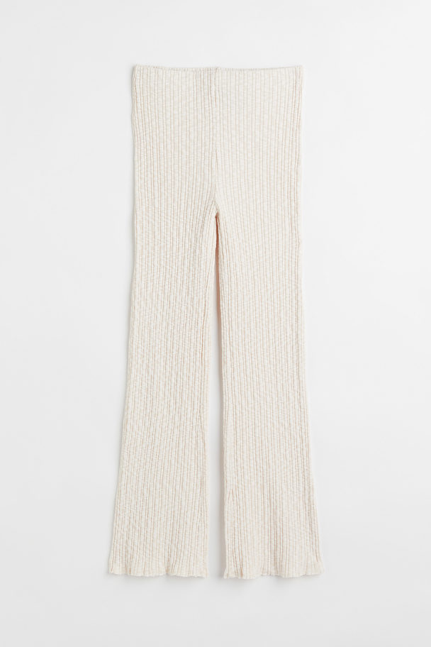 H&M Rib-knit Trousers Cream