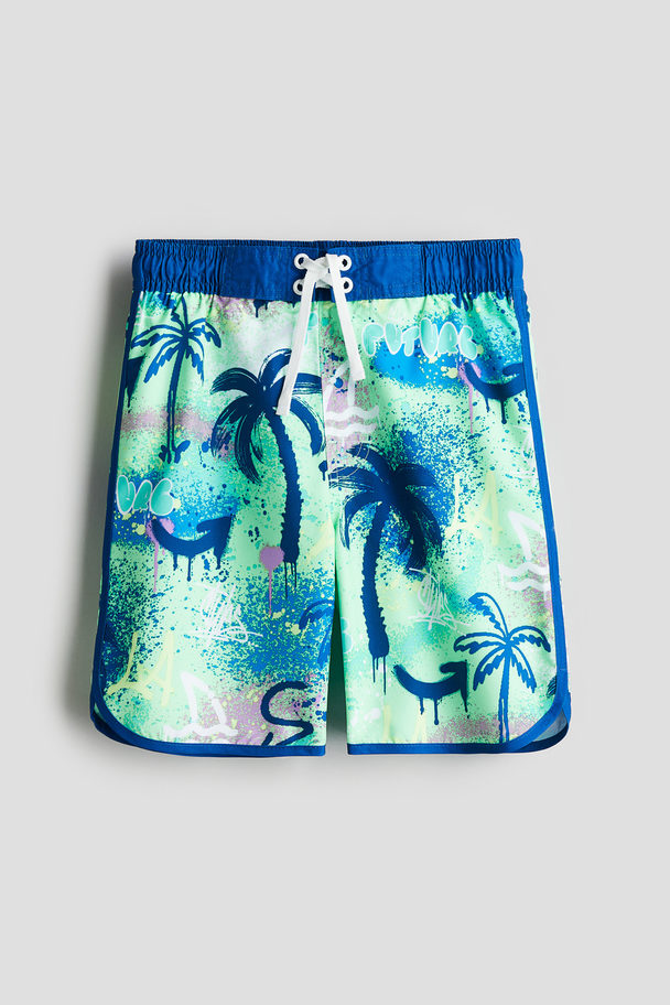 H&M Patterned Swim Shorts Blue/patterned