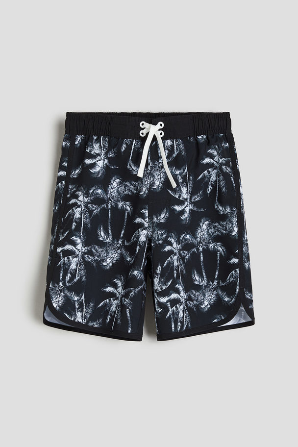 H&M Patterned Swim Shorts Black/patterned