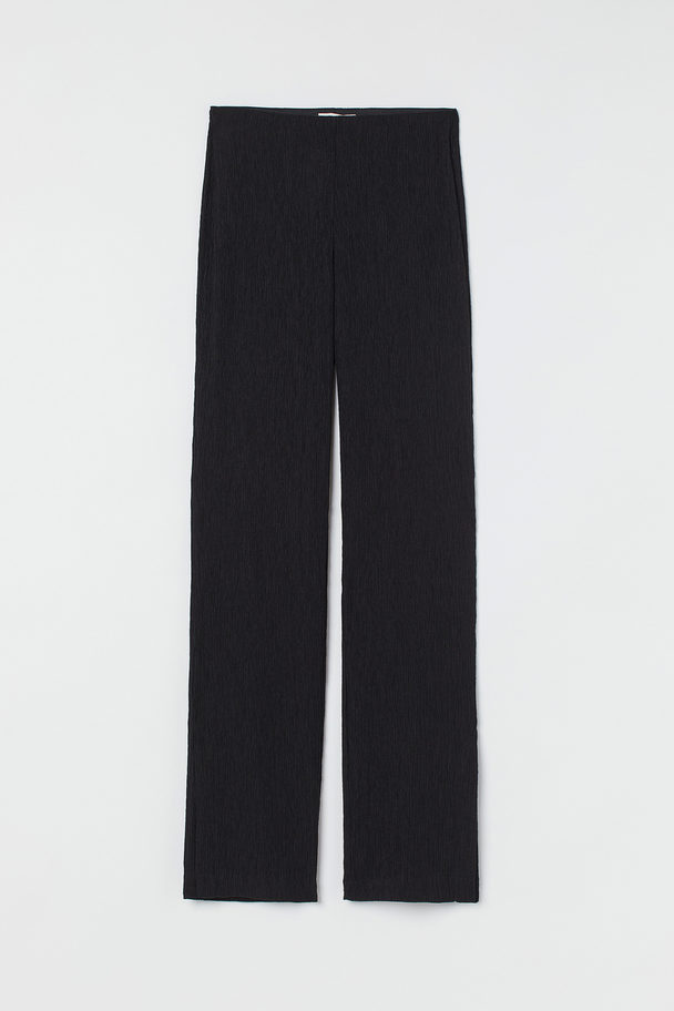 H&M Slit-detail Crinkled Trousers Black