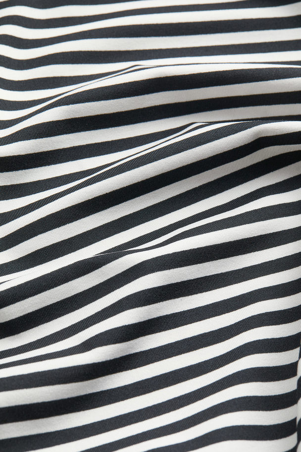 H&M Off-Shoulder-Shirt Schwarz/Weiß gestreift