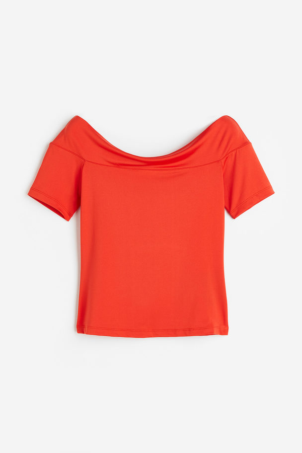 H&M Off-Shoulder-Shirt Rot