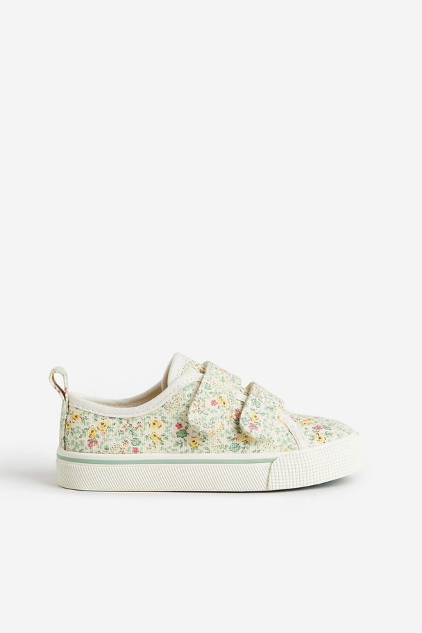 H&M Canvas-Sneaker mit Blumenmuster Weiß/Geblümt