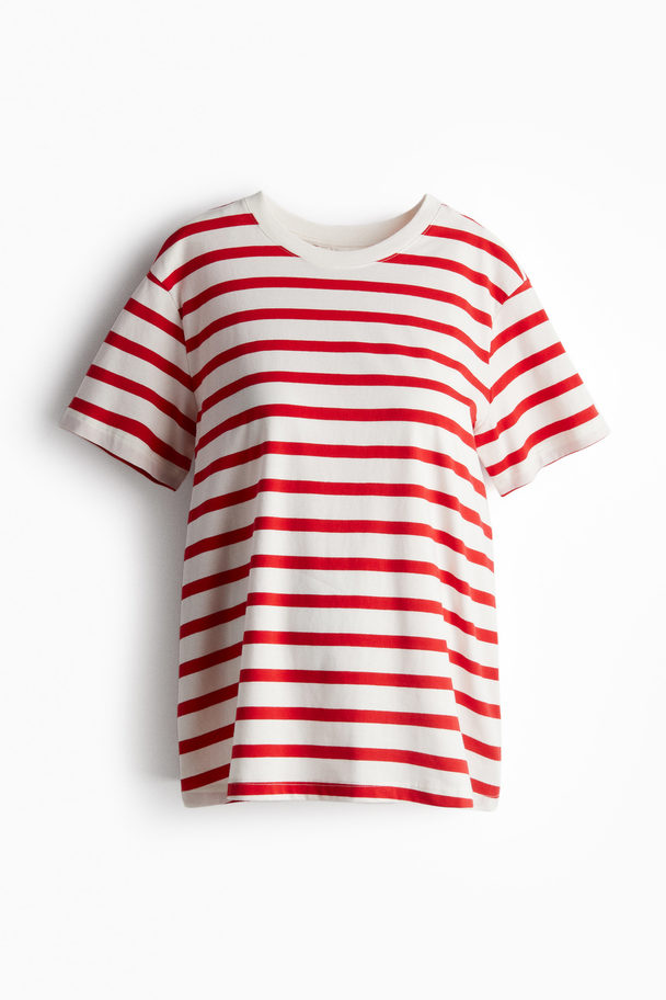 H&M MAMA Baumwoll-T-Shirt Weiß/Rot gestreift