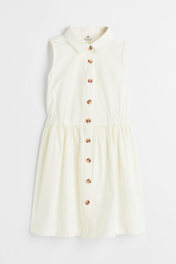 H&M Cotton Shirt Dress Natural White
