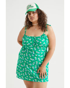 H&m+ Patterned Slip Dress Green/butterflies