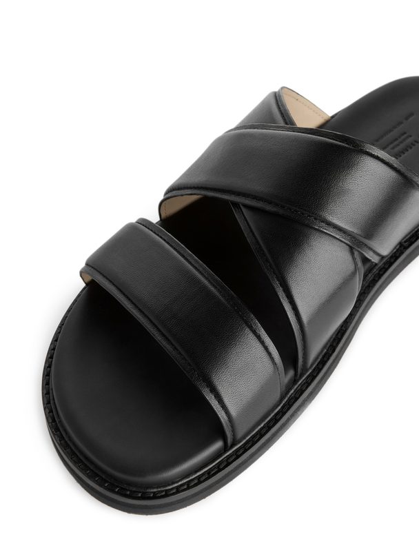 ARKET Leather Slide Sandals Black