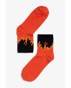 Flames Crew Socks Red Flames