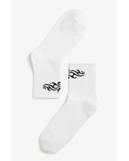 Monki Sporty Socks Black And White
