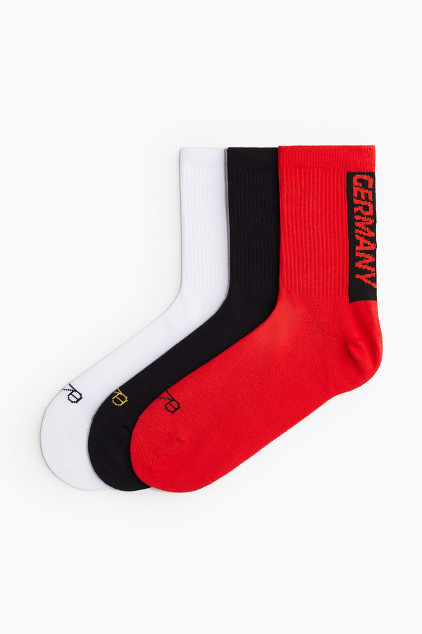 H&M Drymove™ 3-pack Socks Red/germany