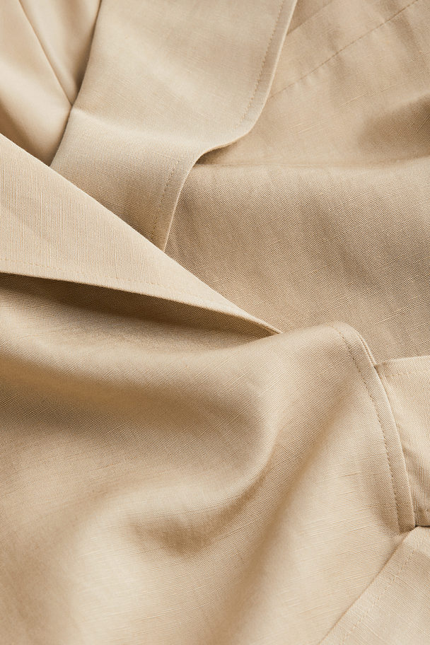 H&M Linen-blend Blazer Wrap Dress Beige