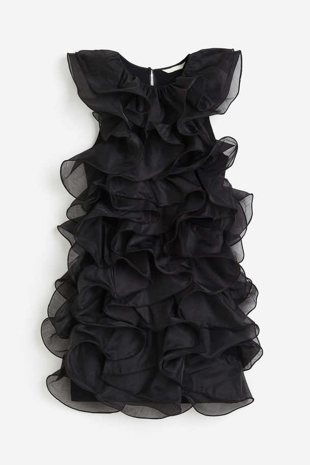 H&M Mini-jurk Met Volants Zwart