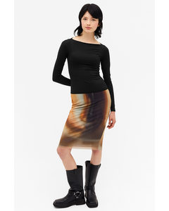 Mesh Midi Skirt Digital Eye