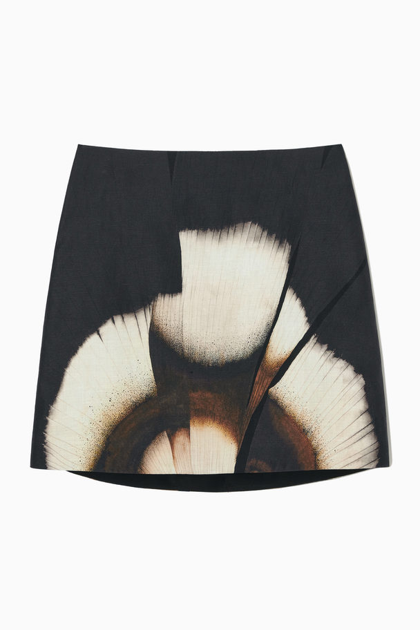 COS Floral-print Linen-blend Mini Skirt Black / Floral