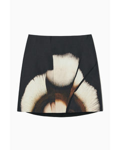 Floral-print Linen-blend Mini Skirt Black / Floral