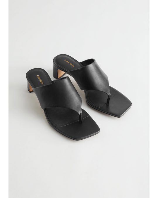 afound.com | Thong Strap Leather Mule Sandals