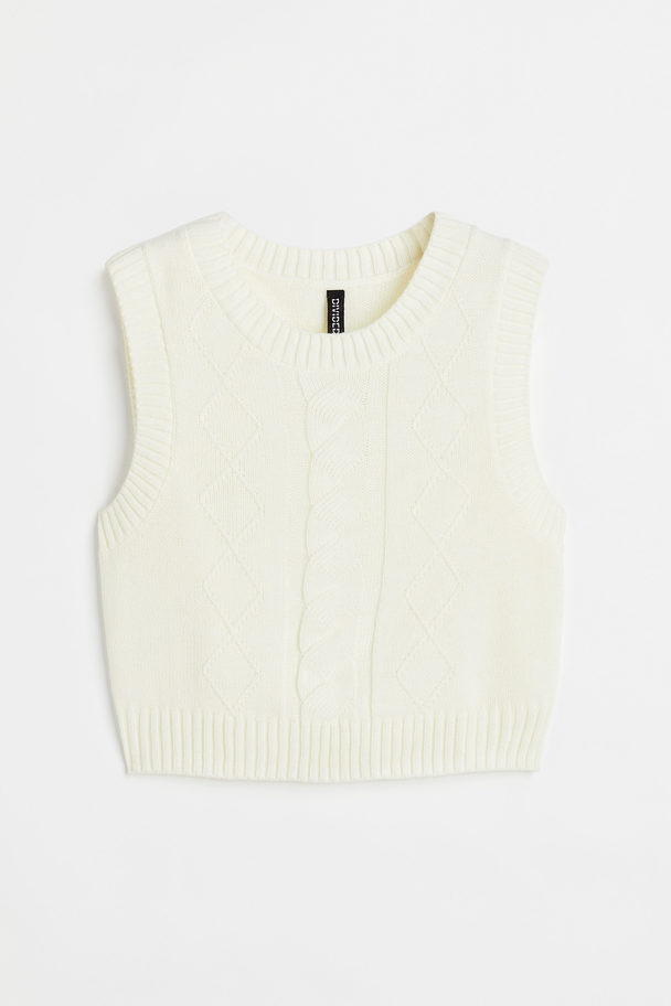 H&M Jacquard-knit Sweater Vest Cream