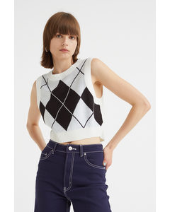 Jacquard-knit Sweater Vest White/argyle Pattern