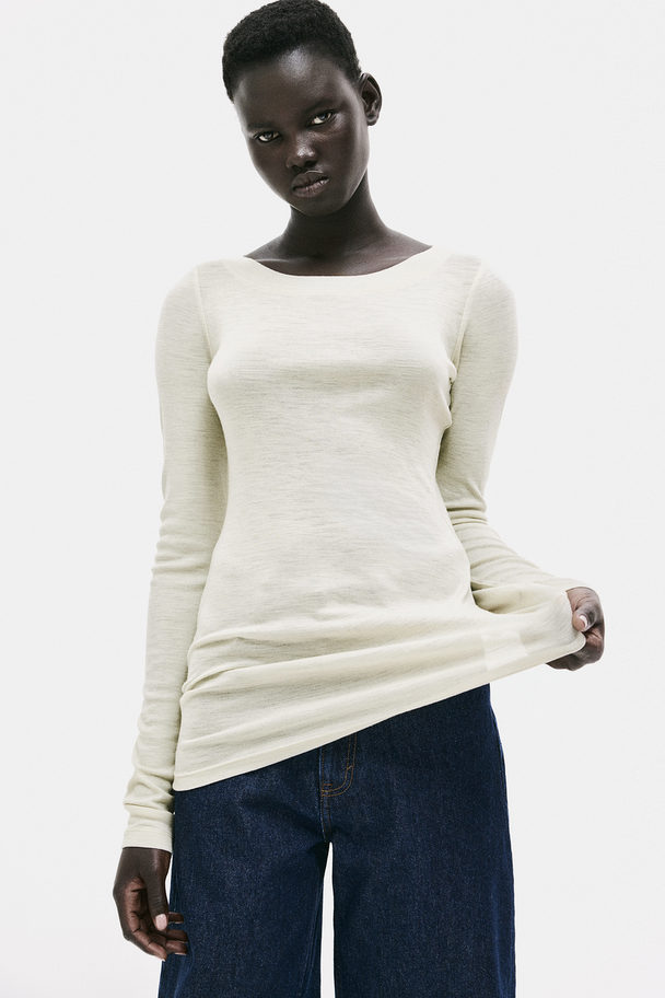 H&M Fitted Wool Top Light Beige