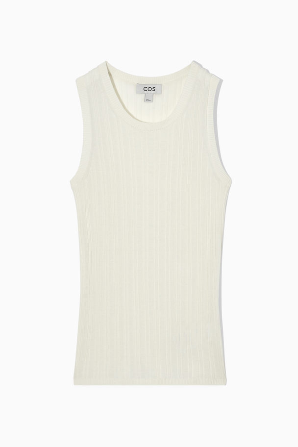 COS Ribbed-knit Silk Tank Top White