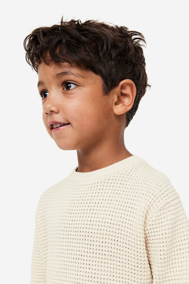 H&M Waffle-knit Jumper Off White