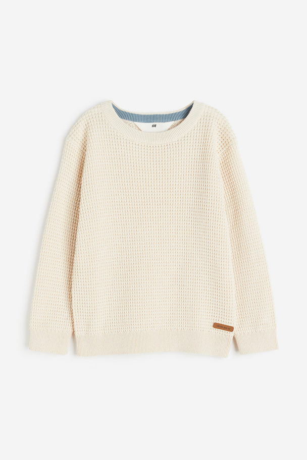 H&M Waffle-knit Jumper Off White