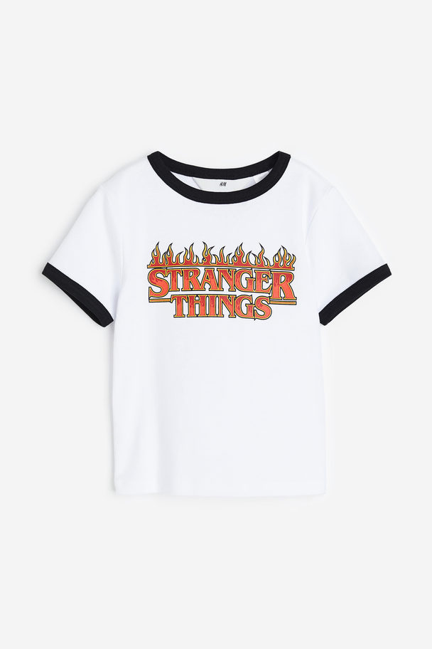 H&M T-shirt Met Print Wit/stranger Things