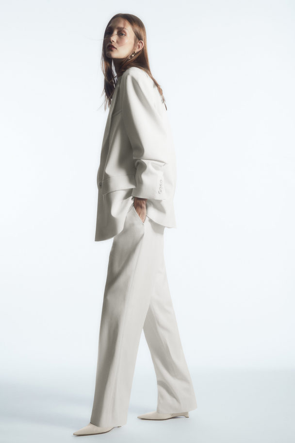 COS Low-rise Straight-leg Crepe Trousers Off White