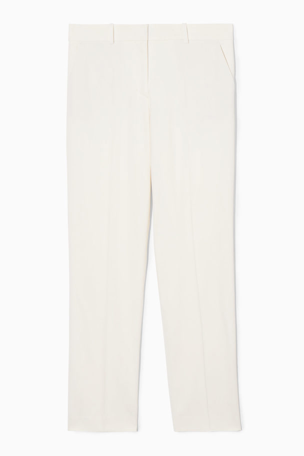 COS Low-rise Straight-leg Crepe Trousers Off White