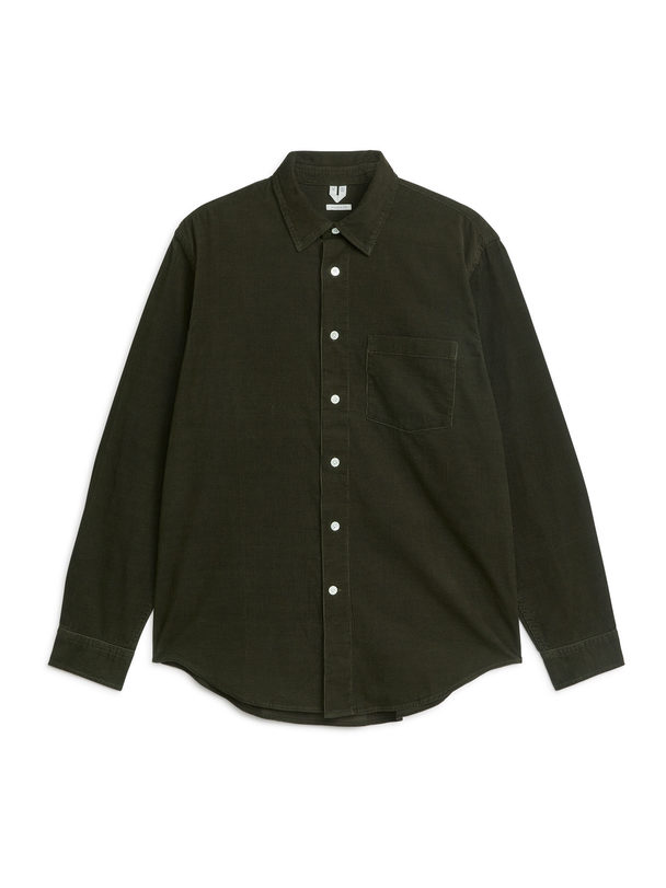ARKET Corduroy Cotton Shirt Dark Khaki Green