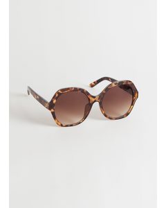Oversized Geometric Sunglasses Brown Tortoise