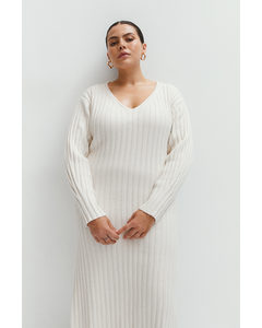 Rib-knit Dress Light Beige
