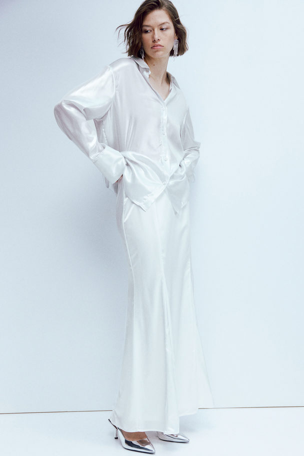 H&M Crêpe Satin Skirt White
