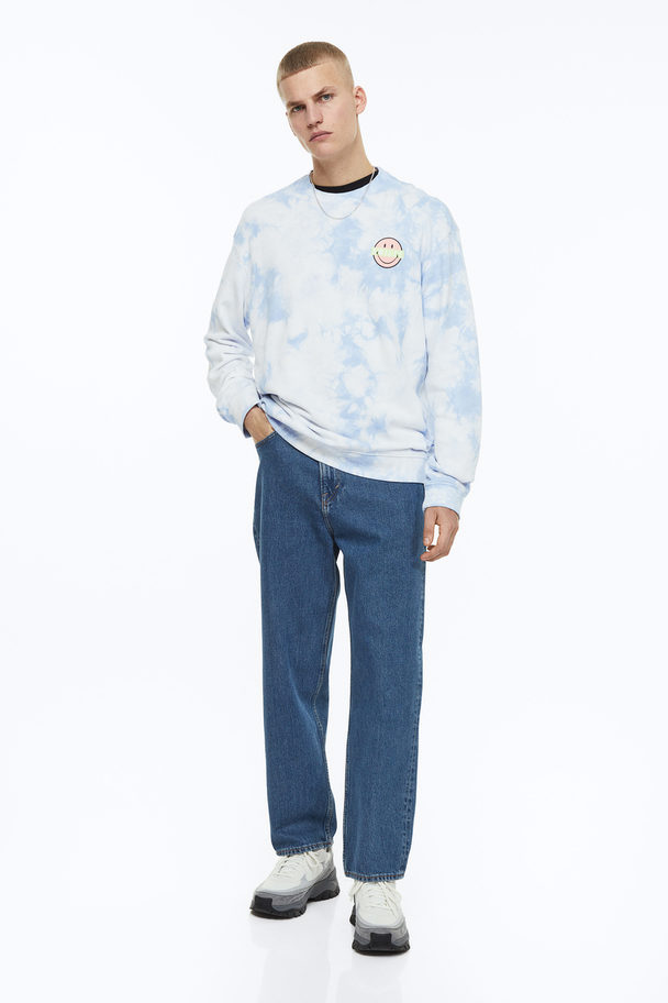 H&M Relaxed Fit Sweatshirt Light Blue/smiley®
