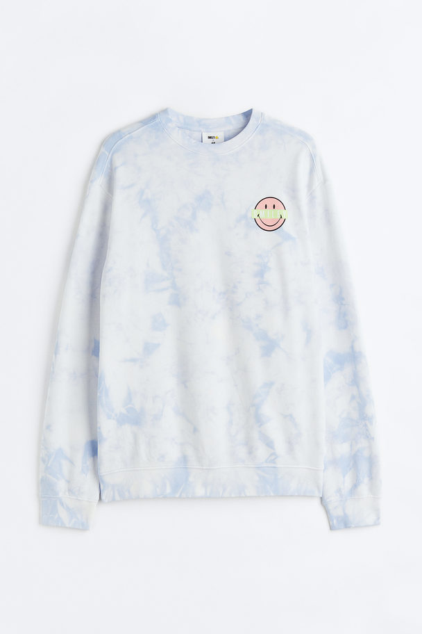 H&M Relaxed Fit Sweatshirt Light Blue/smiley®