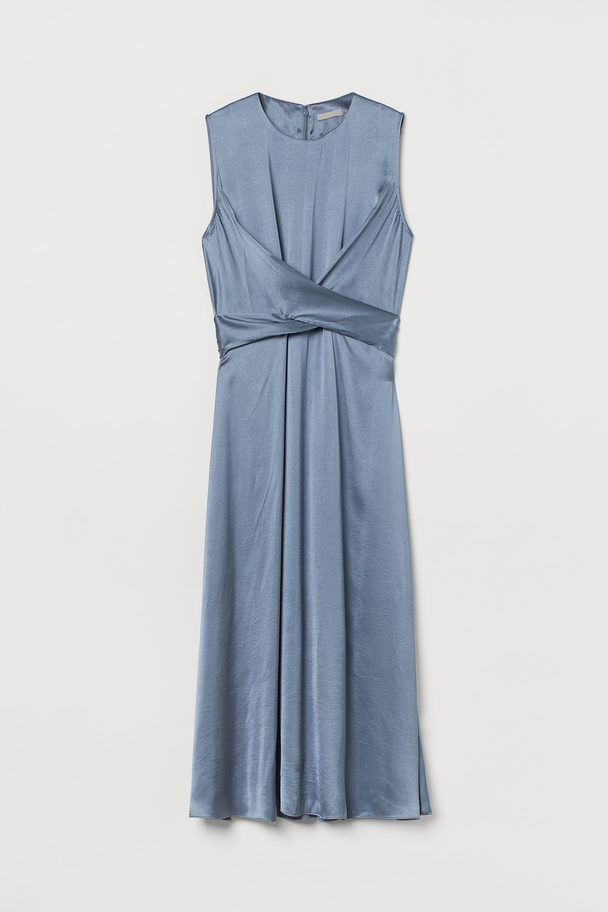 H&M Draped Satin Dress Pigeon Blue
