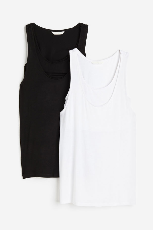 H&M Mama 2-pack Before & After Nursing Vest Tops Black/white