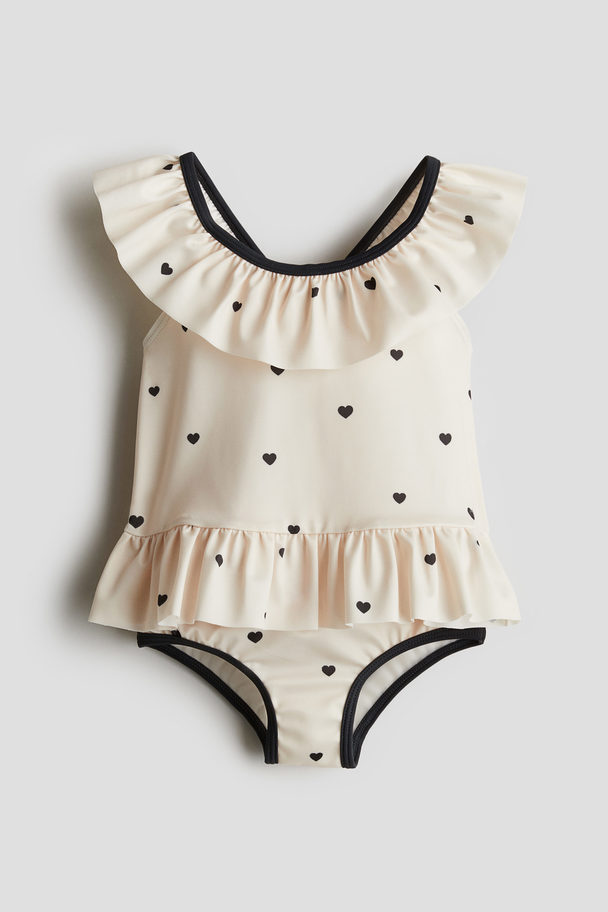 H&M Two-piece Swimsuit Cream/hearts