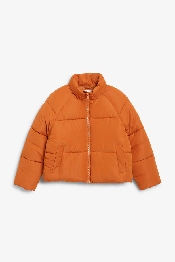 Monki Orange Puffer Jacket Orange Dark