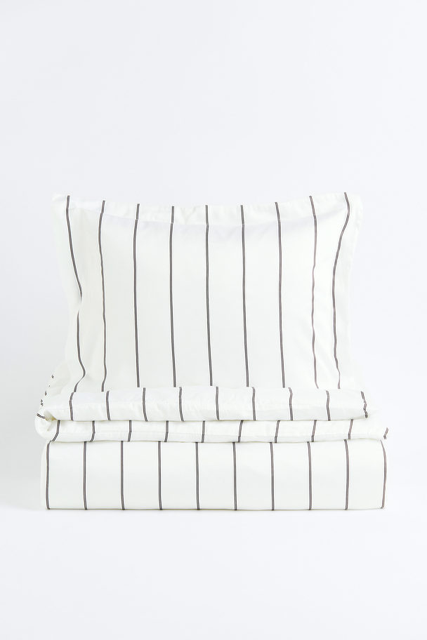 H&M HOME Viscose Single Duvet Cover Set White/striped