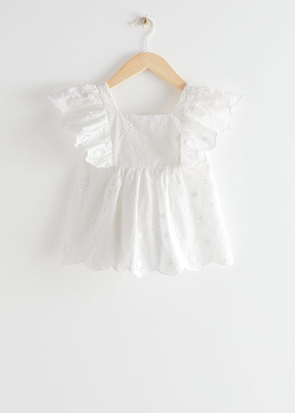 & Other Stories Kids Ruffle Neck Top White