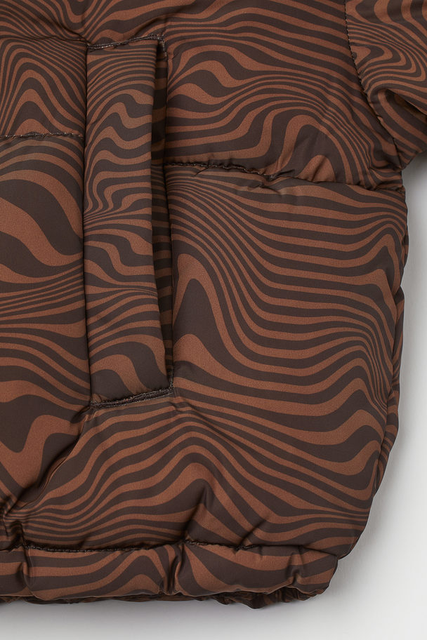 H&M Kort Puffer Mørkebrun/mønstret
