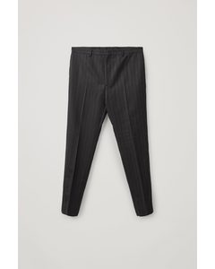 Slim Wool Pinstripe Trousers Black