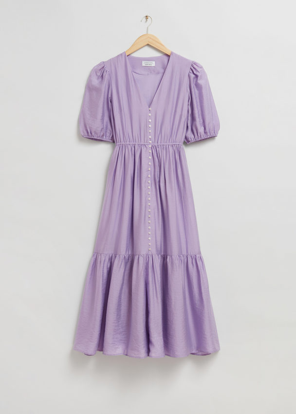 & Other Stories Fitted Tiered Maxi Dress Lilac