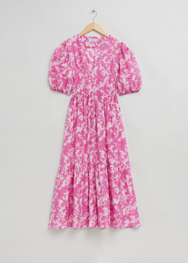 & Other Stories Nauwsluitende Gelaagde Maxi-jurk Roze Print