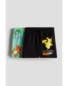 2-pack Printed Sweatshorts Mint Green/pokémon