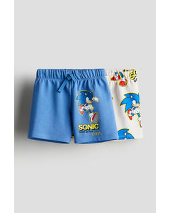 2-pack Sweatshirtshorts Med Tryck Blå/sonic The Hedgehog