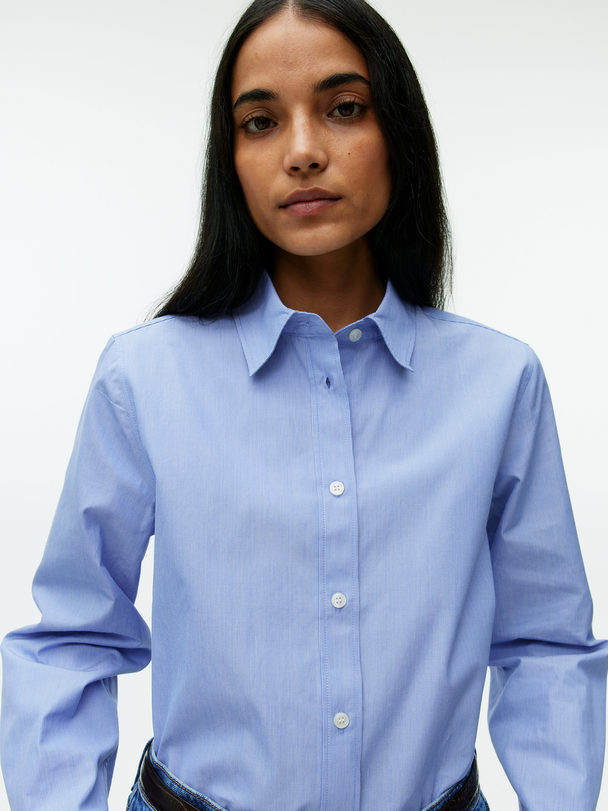 ARKET Poplin-skjorte I Et Lige Snit Blå/hvidstribet