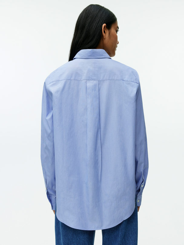ARKET Gerade geschnittenes Popeline-Hemd Blau/weiße Streifen