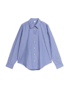 Gerade geschnittenes Popeline-Hemd Blau/Weiß